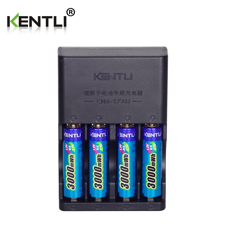 KENTLI 4 шт 1,5 v aa 3000 mwh литий-ионная литий-полимерная литиевая батарея+ 4 слота AA AAA литий-ионная умная зарядка