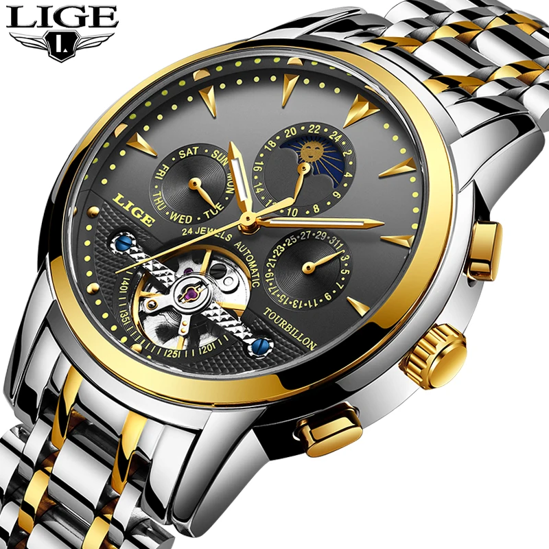 Mens Watches New LIGE Top Brand Luxury Men's Automatic Mechanical Watch Mens Fashion Business Waterproof Watch Relogio Masculino