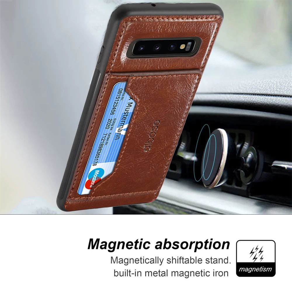 Магнитный кожаный чехол для samsung Galaxy S10 плюс S9 S8 S10E M10 A8 A9 A6 A7 Примечание 10 10+ 9 8 чехол-бумажник для телефона с отделениями для карточек
