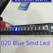 100 шт./светодиодный 020 SMD светодиодный Диод вид сбоку 020 синий светодиодный светильник-диоды 3806 синий светодиодный светильник