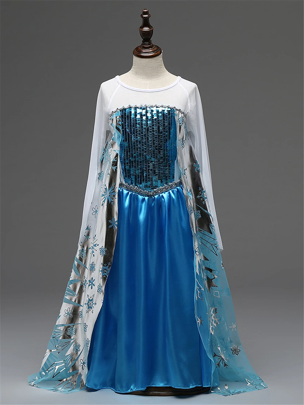 Детский костюм Снежной Королевы Эльзы; карнавальный костюм Снежной Королевы; платье феи для девочек; платье принцессы Эльзы; светильник с длинными рукавами; голубое платье с блестками