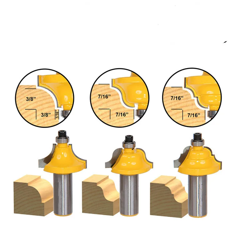 

3 pcs 1/2" Shank Bit Edge Forming Router Bit Set