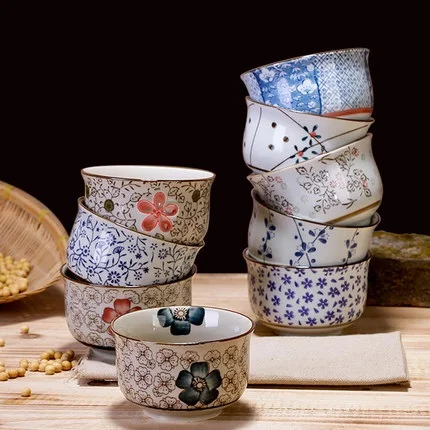 

Japanese Jingdezhen under glaze ceramic tableware bowl household small bowl of millet