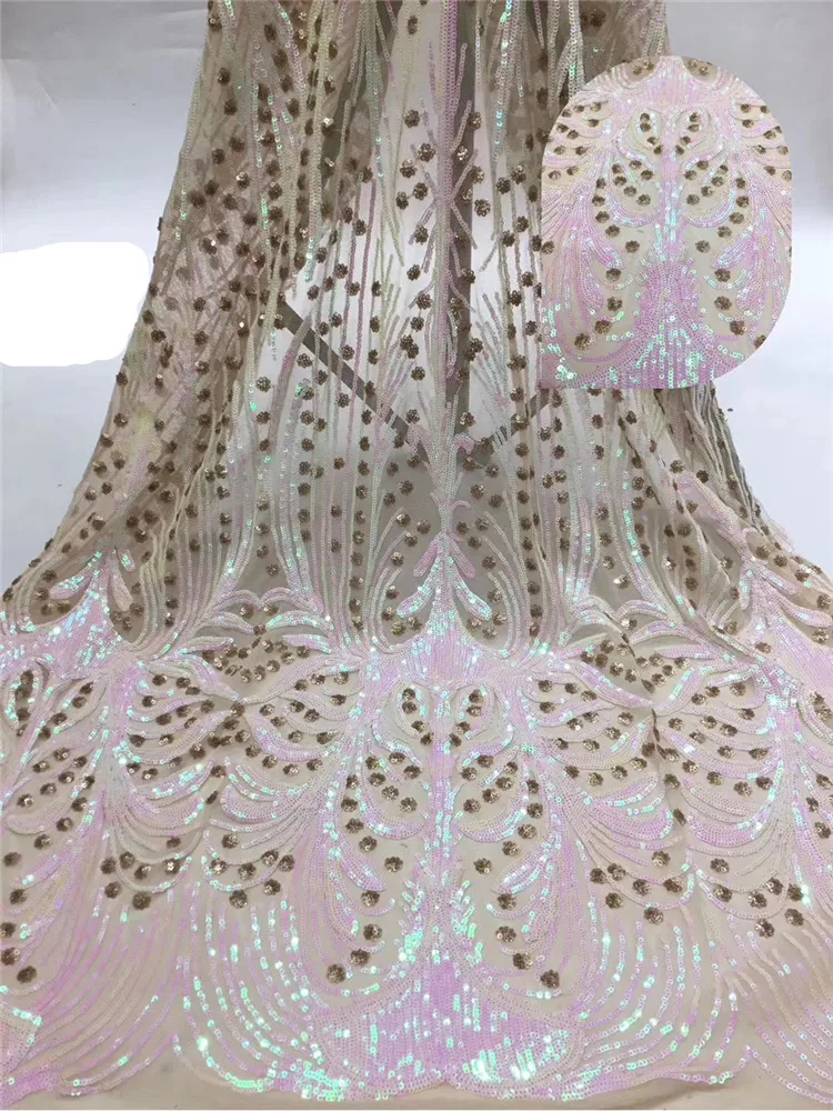 

wholesales Best Quality in2019latest African lace fabric tulle sequins lace fabric For party long Dresses NX8y6c