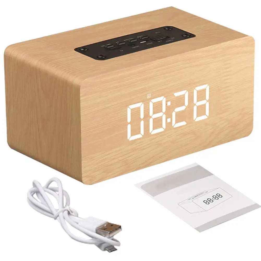 

Wooden Wireless Alarm Clock Bluetooth Speaker Multi-functional Plug-in card Computer Speaker