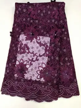 

African lace fabric quality 2019 French 3-D lace fabric Nigerian gauze lace 3-D embroidery on the rock side of Dubai