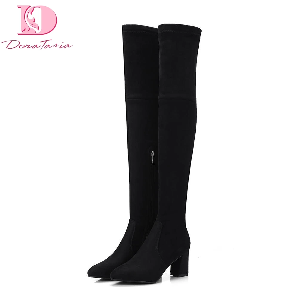 

Doratasia 2018 wholesale big size 33-43 Thick Heels Over The Knee Boots Woman Shoes Zip Up Hot Sale Shoes Women Boots Female