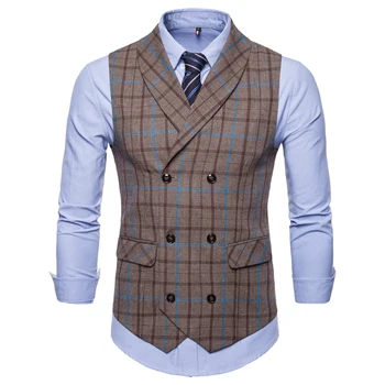 

Fashion Suit Vest Men Formal Dress Vest Colete Masculino Herringbone Gilet Fitness Sleeveless Jacket Wedding Waistcoat Men 4XL