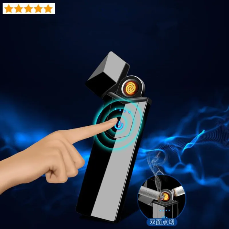 Сенсорная Электронная зажигалка, usb зарядка, ветрозащитная зажигалка, ультратонкая электрическая нагревательная проволока, зажигалки для курения