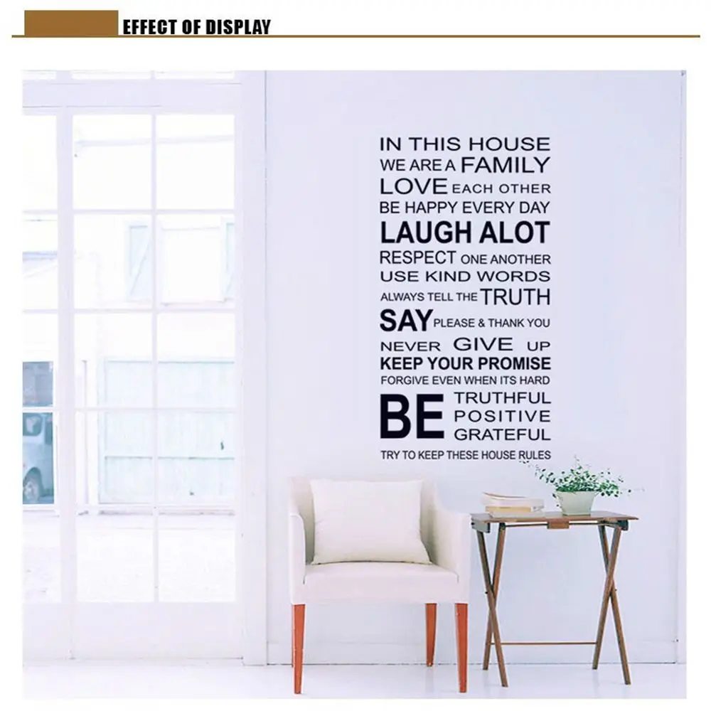 Английские пословицы DIY настенный стикеры семейные дома наклейка "правила" на стену комнаты домашний декор художественные Переводные обои украшение подарок
