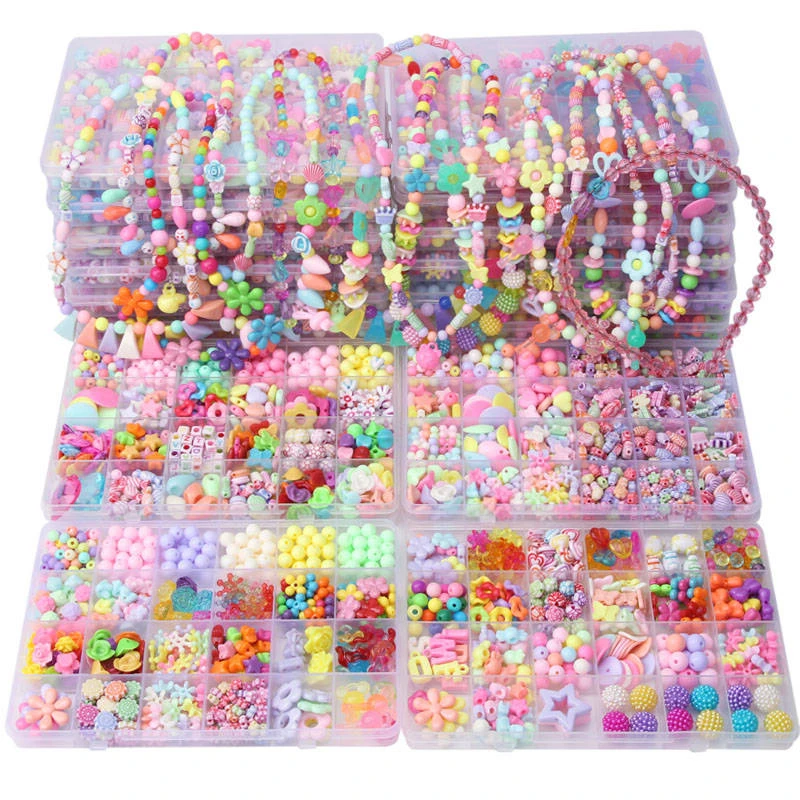 Juego educativo de collares y pulseras para niñas, juego de pulsera con cuentas para hacer joyas