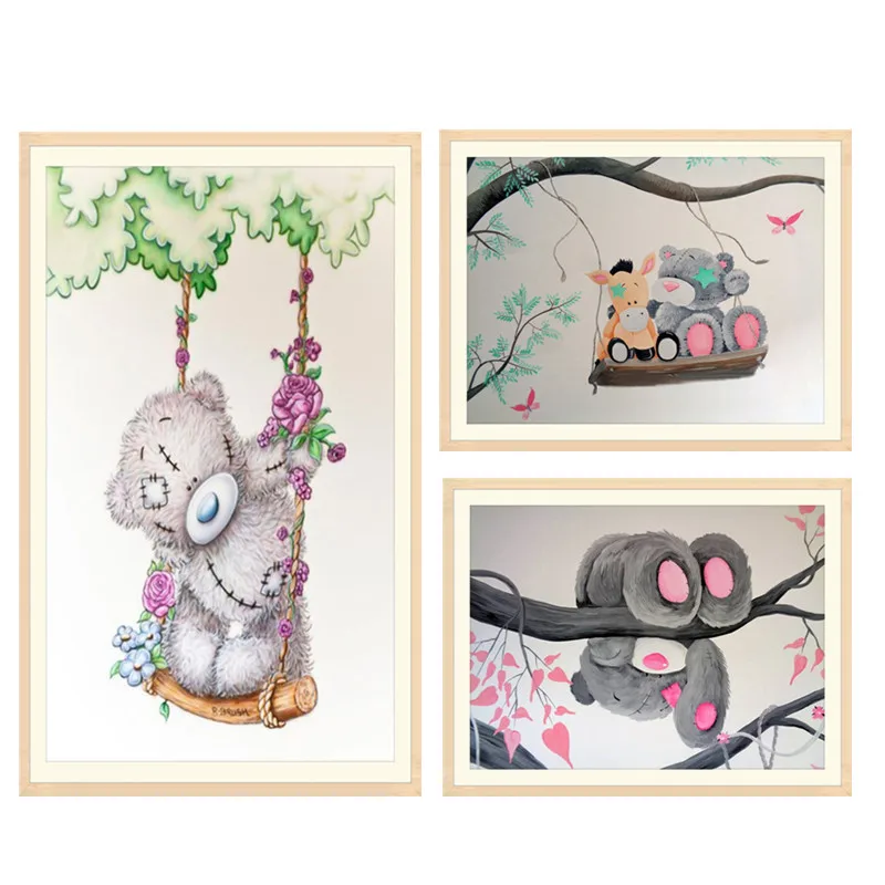 

5D Cartoon Bear Picture Diamond Painting Cross Stitch Diamond Embroidery Rhinestones Kits Cartoon Series Kids Room Decor Gift