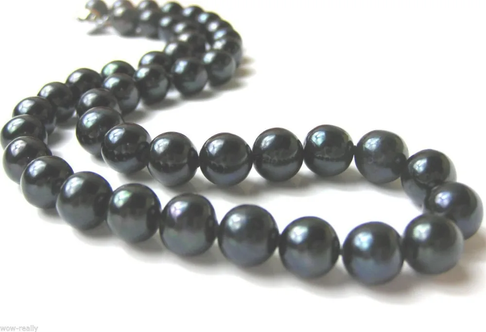 

FREE SHIPPING>>>@@ > Hot sale new Style >>>>>NEW Natural 10-11mm Pure Black Freshwater Cultured Pearl Necklace 18''