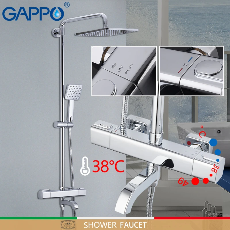 GAPPO bathtub Faucets Auto-Thermostat Control shower faucets bath mixer rain shower set waterfall bathtub faucet water mixer afbeelding