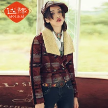 original winter folk style Vintage slim wool tweed coat female MZ14037
