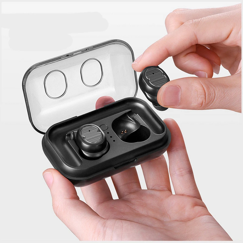 Kopen 2018 in ear Bluetooth 5.0 TWS draadloze IPX5 Waterdicht en zweet oortelefoon met Opladen doos voor IOS android mobiele telefoon