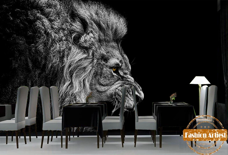 Kustom Keren Hitam Dan Putih Wallpaper Mural Hewan Singa Berburu Tangan Lukisan Tv Sofa Kamar Tidur Ruang Tamu Cafe Bar Restaurant Wallpaper Aliexpress