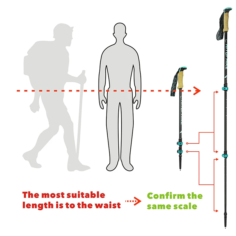 Hitorhike 195 г/шт. легкая Треккинговая палка из углеродного волокна, регулируемая телескопическая походная трость, 3 секции для кемпинга и пеших прогулок