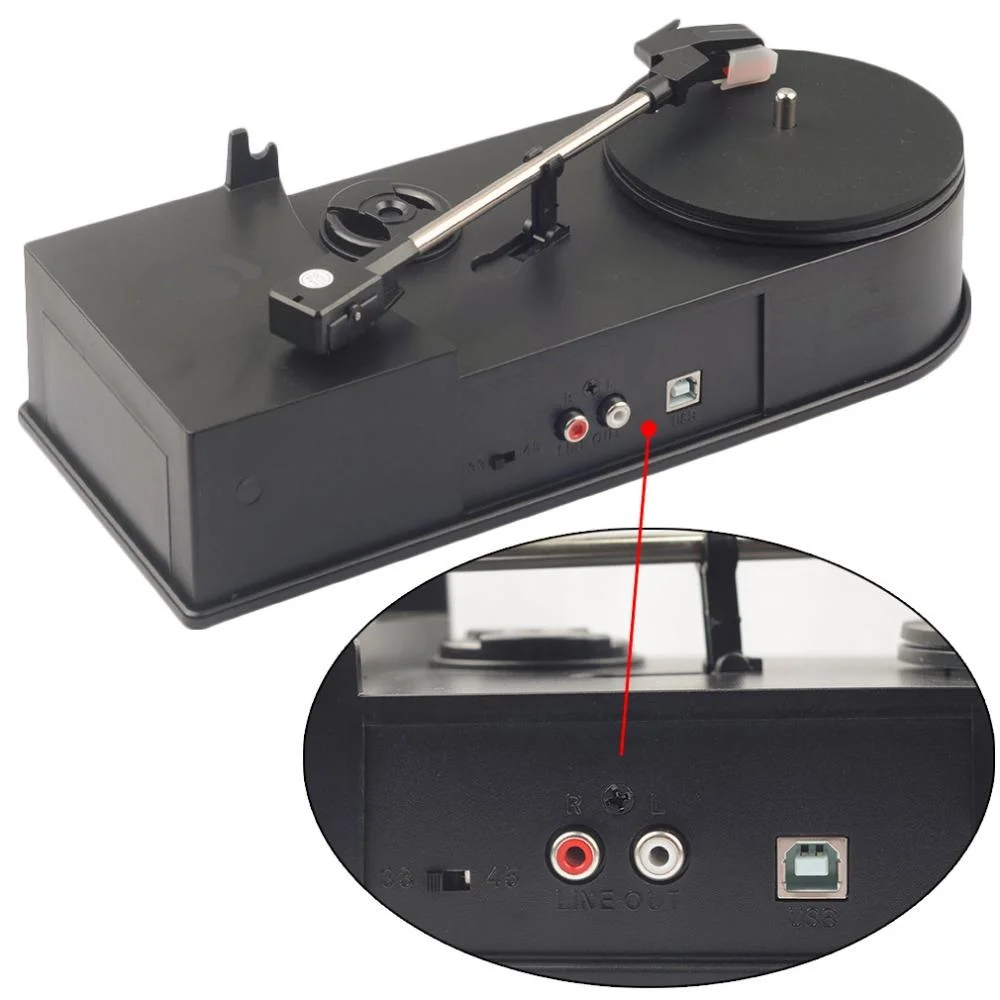 

EC008B, USB Mini Phonograph Turntable Vinyl Turntables Audio Player, Support Turntable Convert LP Record to CD or MP3 Function