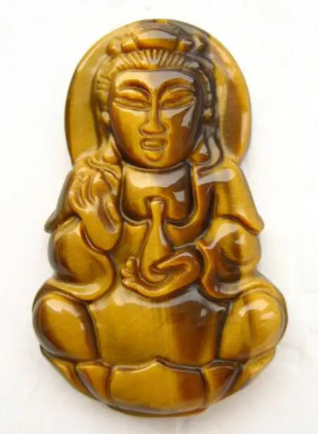 2pcs Chinese Hand-carved Tiger's Eye Gem Carving Guan-Yin Lucky pendants Amulet Neckalce very beautiful Free Shipping | Украшения и