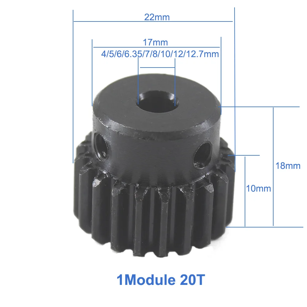 Steel 20T 1 Module Gear Wheel 6mm Inner Diamter 10mm Teeth Thickness Pack of 2