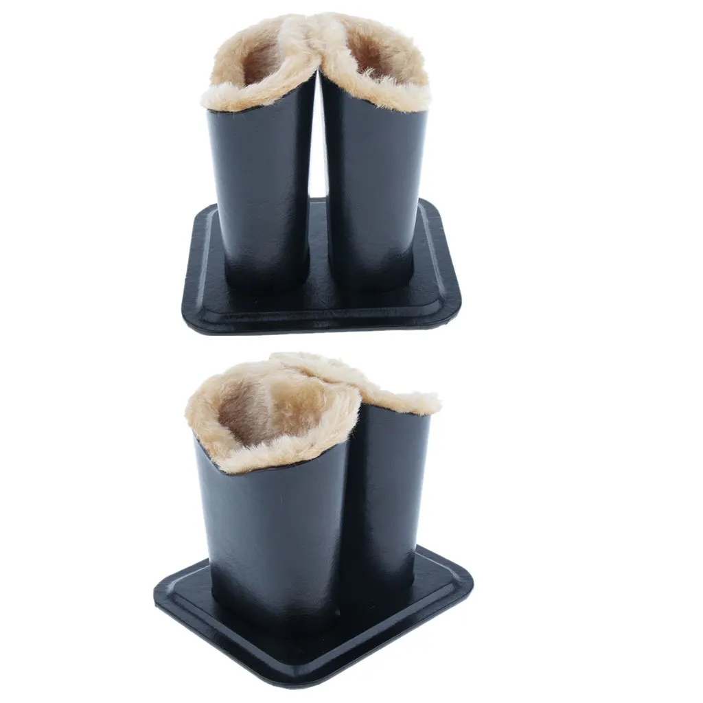 2 Pieces PU Leather Plush Lined Eyeglass Holder Stand - Double Head Design to Hold Two Glasses, Anti-Scratch
