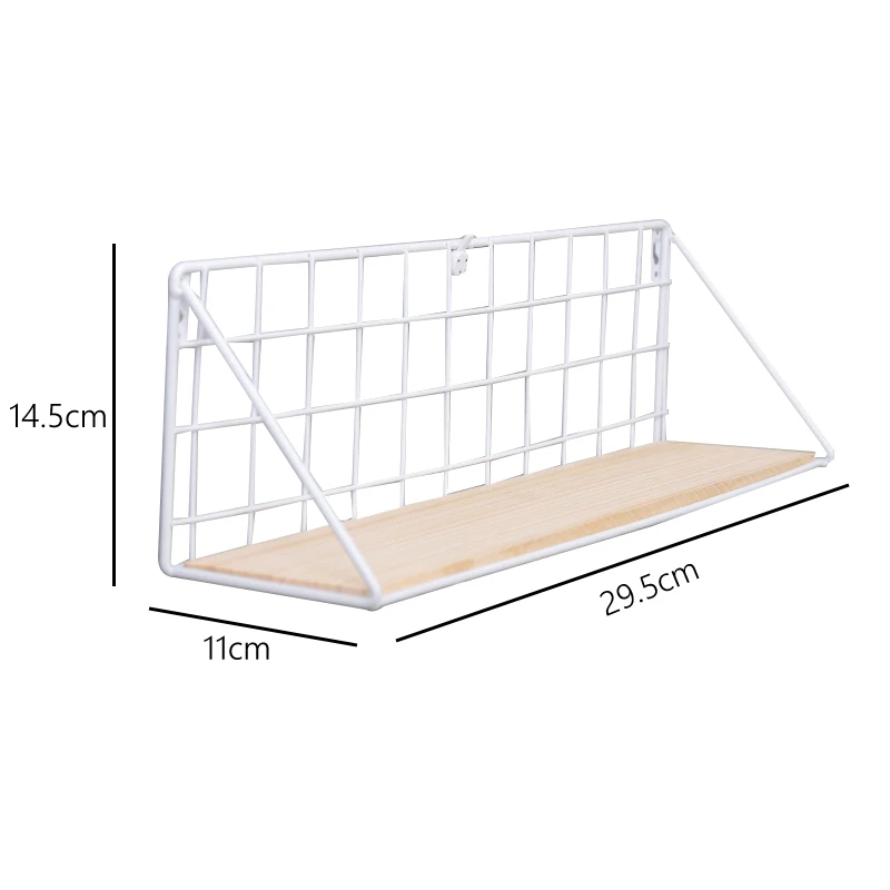 Деревянная железная настенная полка настенная стойка для хранения Настенный подвесной для хранения держатель для спальни кухни украшение дома Домашний Органайзер - Цвет: White S