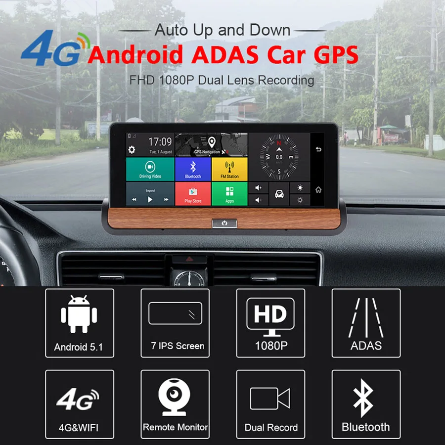 Автомобильный видеорегистратор WHEXUNE 4G 6 86 дюйма Android 5 1 ADAS с Wi Fi Full HD 1080P камера