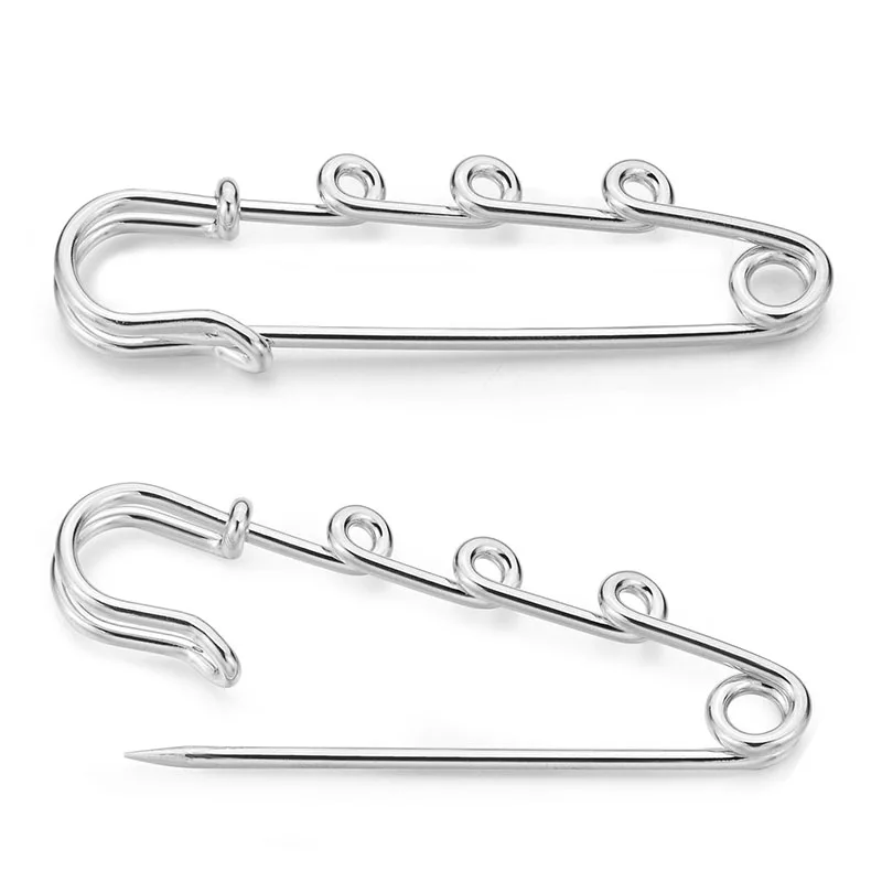 

10Pcs 50mm Tone Safety Silver Rhodium 3 Laps Pins And Broochs For DIY Jewelry Making