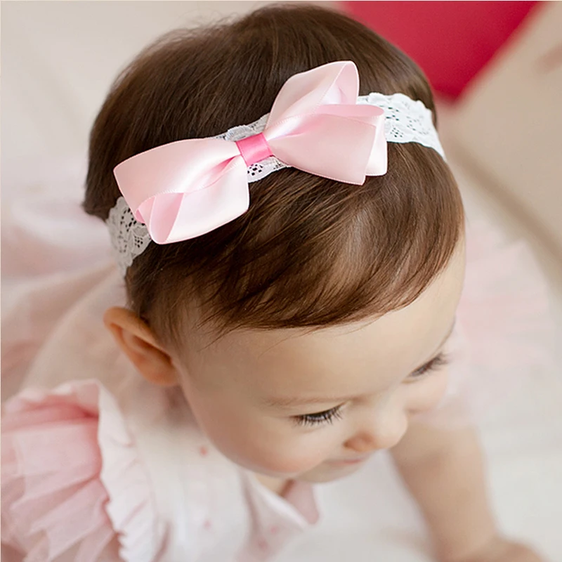 Classic Headbands Hair Elastic Bands Ribbon Bows font b Kids b font Cute Girls Head Wraps