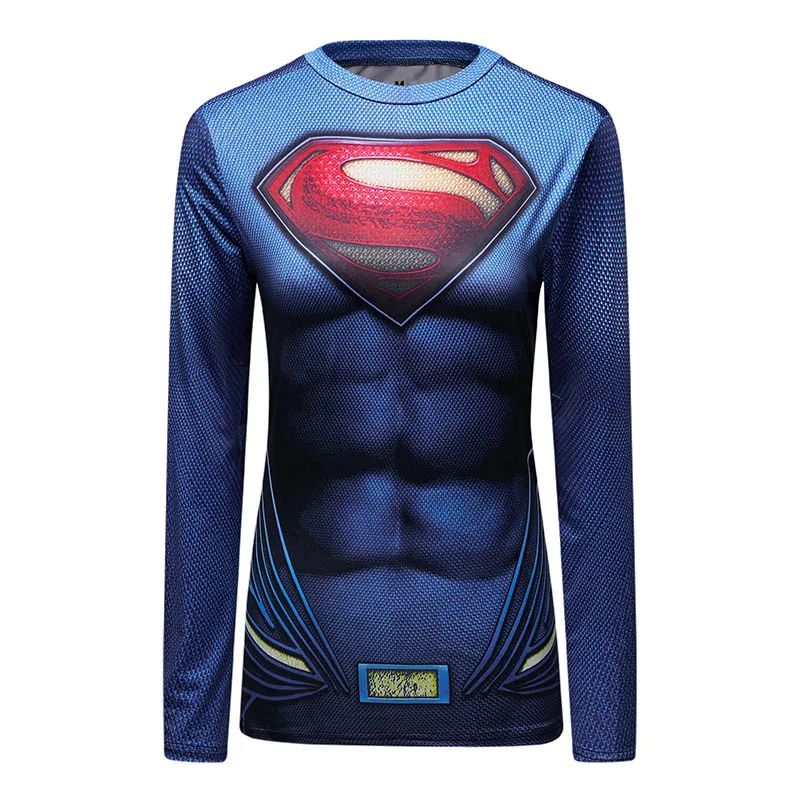 Новая Брендовая женская футболка боди костюм Марвел Супермен/Бэтмен футболка длинный рукав девушка фитнес обтягивающие колготки топы футболки - Цвет: 3