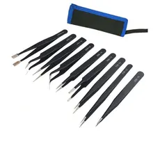 9 шт. точный ESD антистатические нержавеющая сталь Пинцет Набор для электроники мобильный телефон ремонт инструменты комплект