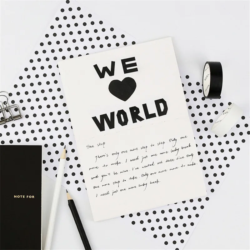 5mm/15mm Solid White Black Basic Decorative Paper Writable Adhesive Washi Masking Tape School Supplies Stationery 5