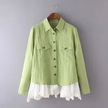 Nice Nice Fashion Women Blouses Sweet Double Lace Patchwork Shirts Female Fashion Slim Tops Ladies Top Plus sizeADGL280