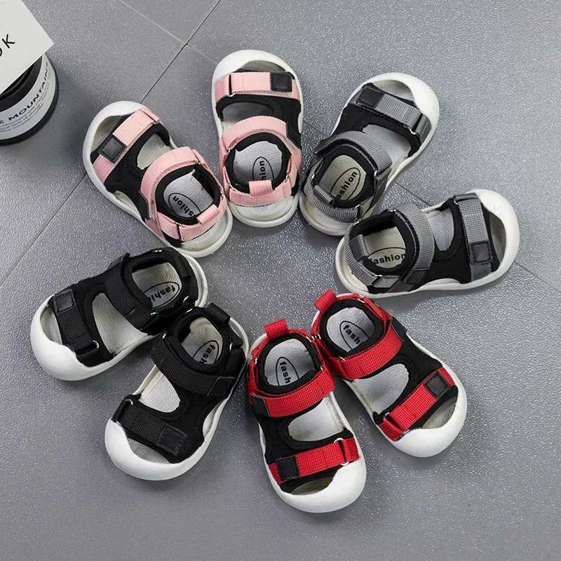 

2019 Summer New Children Sandals Kids Toddler Sandals Soft Hook&Loop Stretch Fabric Baby Boys and Girls Beach Sandals Shoes