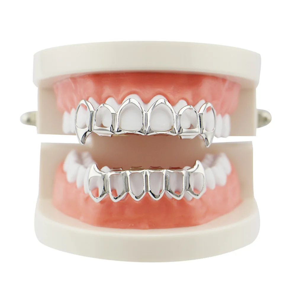 Factory Bottom Price Hollow Teeth Grillz 4 Color Silver Gold Rose Gold Color Customized Grillz Cheap Teeth Set Hip Hop Rap Star Joyas (6)