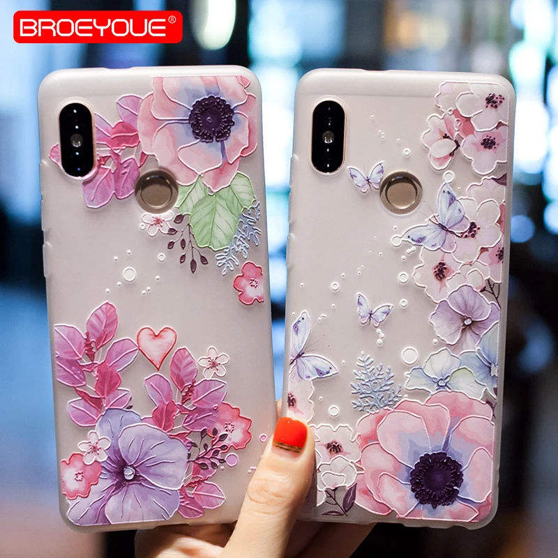 TPU Case For Xiaomi Redmi Note 5 Pro Fashion 3D Relief Flowers Matte Silicone Soft Cover 6 5A 4X 4A Plus |