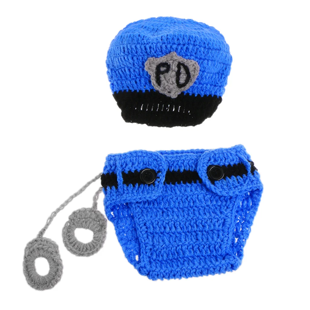 

born Police Design Photography Props Infant Toddler Costume Outfit Crochet for Photography outfit