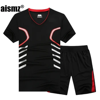 

Aismz plus size M-7XL 8XL 9XL summer men Quick Dry t shirt tracksuit 2018 New casual sporting men sets 2pcs sportswear clothing