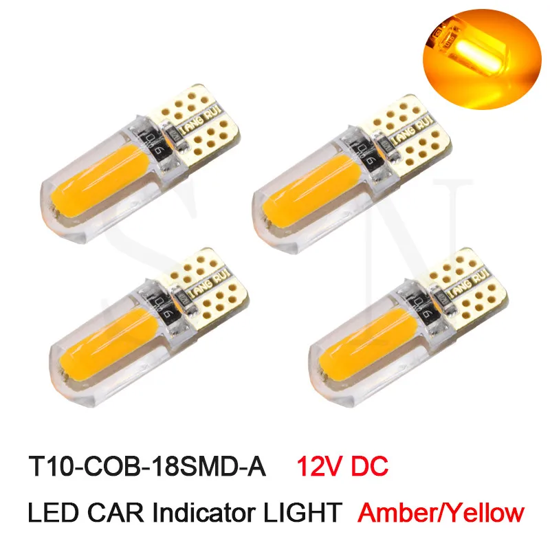 4 х янтарные T10 W5W силиконовые 18 чипы COB светодиодный автомобиль Клин Индикатор светильник WY5W 194 2825 Авто Парковка лампы поворота Боковые лампы 12V