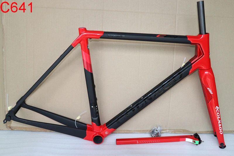 Excellent 2019 New arrival T1100 UD Glossy Black Red Colnago C64 carbon road frame bicycle Frame set with 15 colors for selection 8