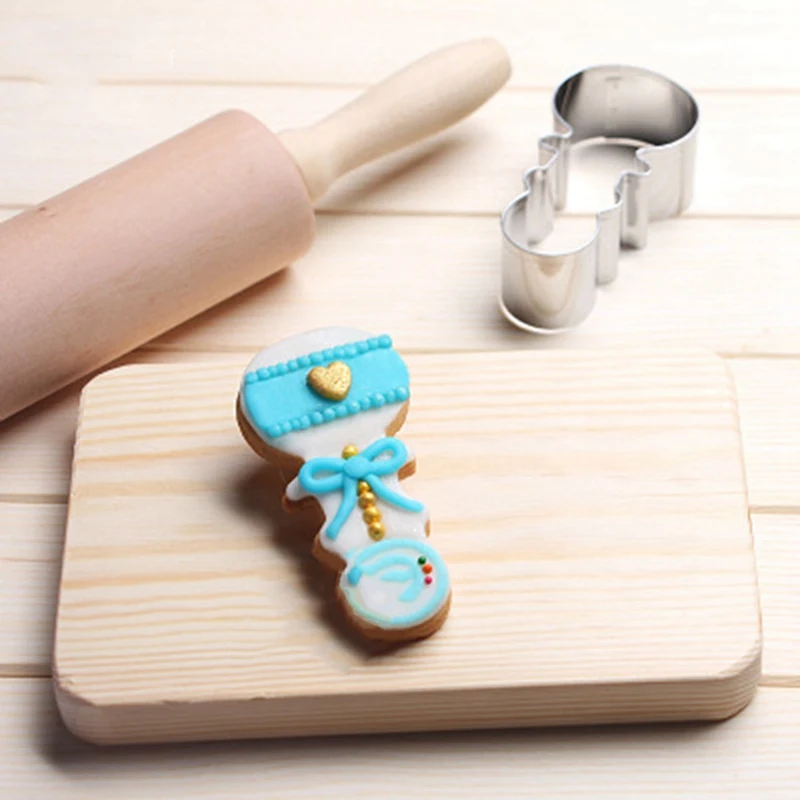 

Baby Rattles Cookies Stencils Cookies Cutter Stainless Steel Biscuit Cake Mold Metal Kitchen Fondant Baking Tools