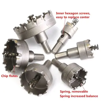 

6Pcs/set Carbide Tipped TCT Drill Bit Set Stainless Steel Alloy Hole Saw Cutter Tool 22mm/30mm/35mm/45mm/50mm/65mm