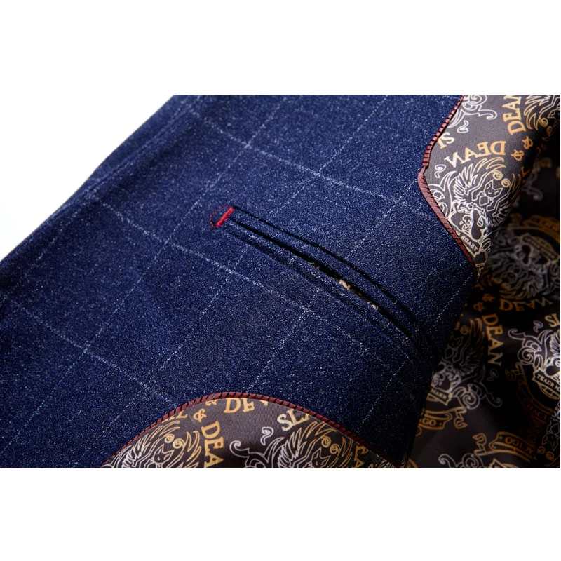 Классические мужские клетчатые костюмы Размеры S 3XL Slim Fit Блейзер куртка и брюки