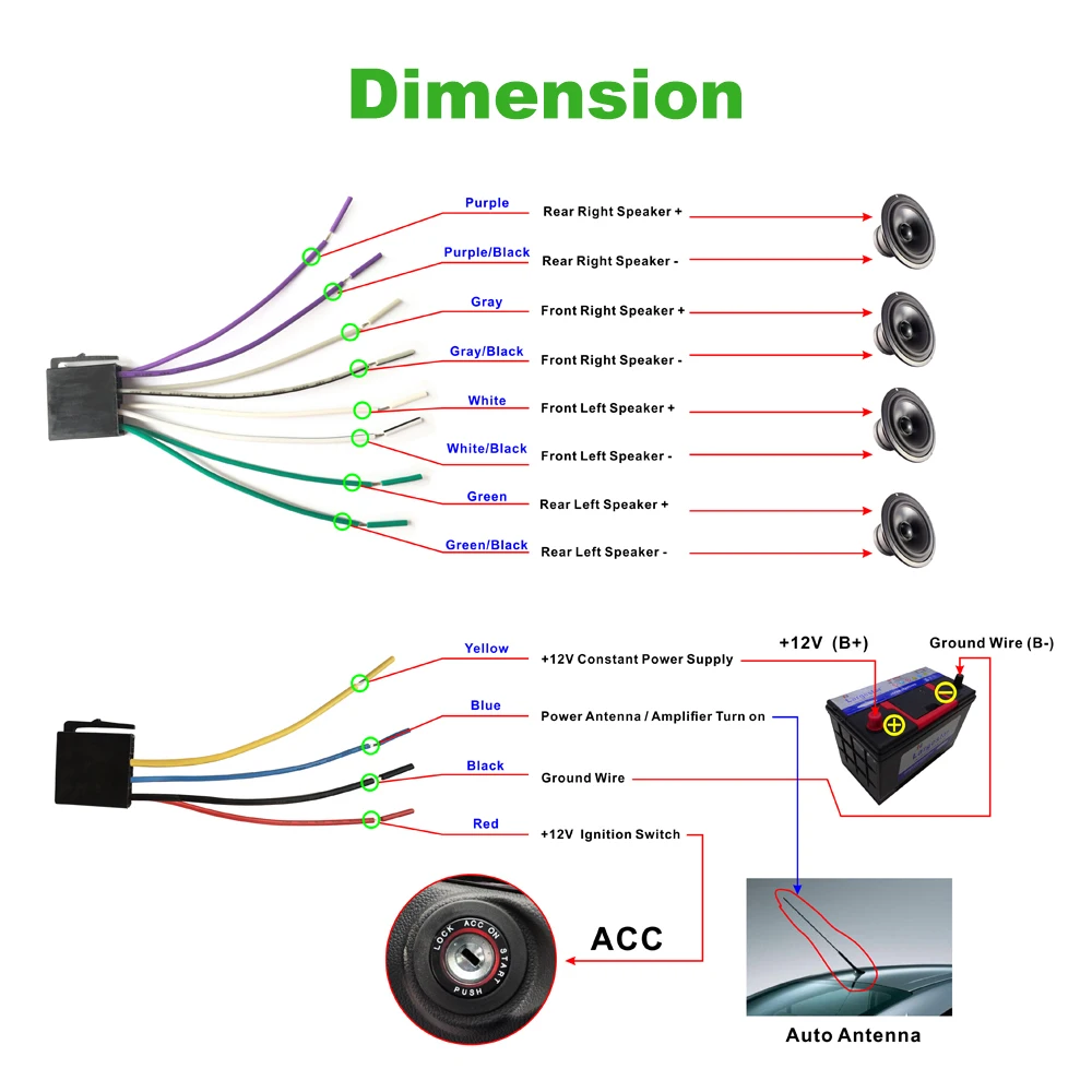 Car 2 In1 MP3 Wireless BT Player with Steering Wheel Remote Control and Color Light Button Dual USB Fast Charge
