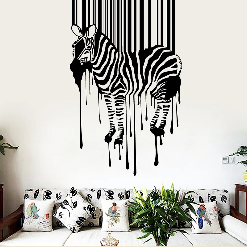 

Free Shipping Zebra Pattern Wall Sticker Boys Bedroom Decoration Removeable Vinyl Living Room Background Wall Art Decal