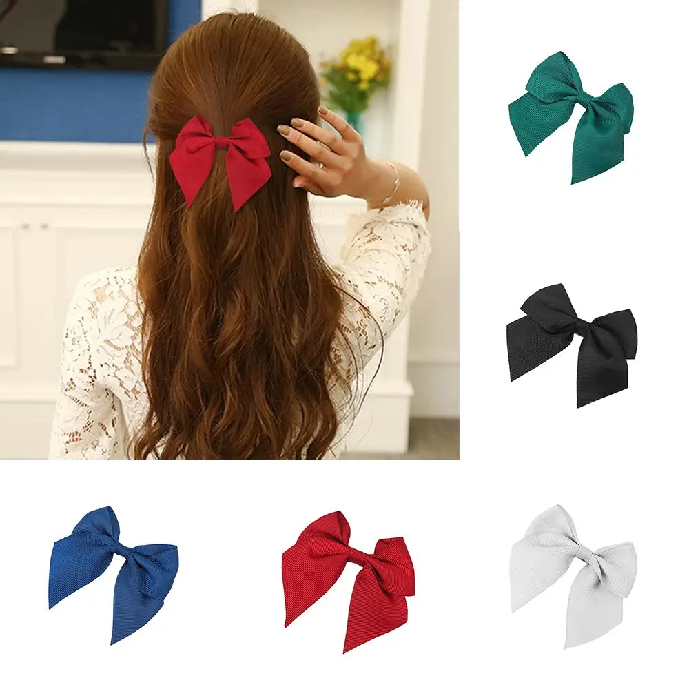 

5Pcs/set Big Large Beautiful Girls' Ribbed strape Bow Barrettes Hair Clips Women Big Bowknot Hair Clips Hair Accessories