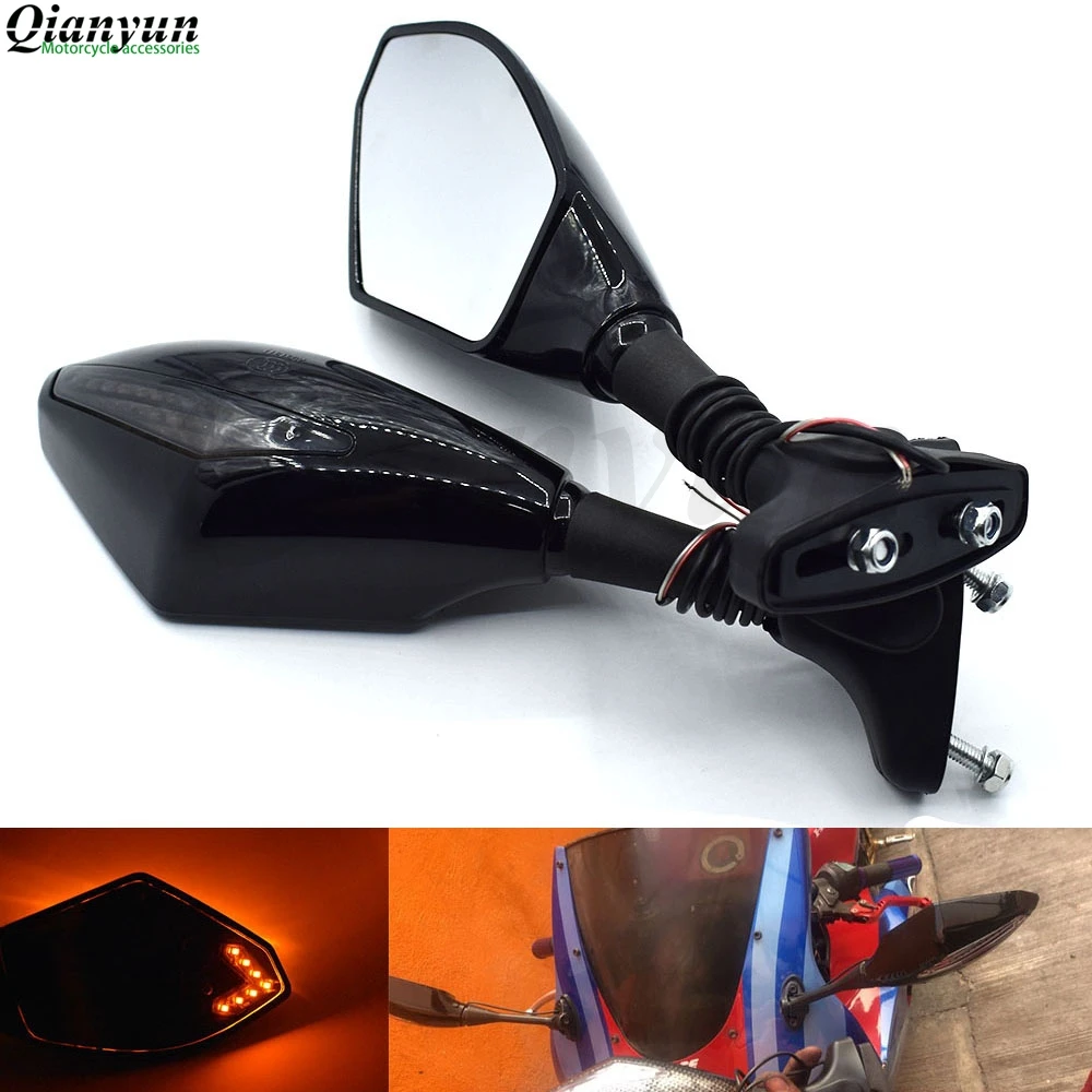 

Universal Motorcycle LED Steering Light Flash Rearview Mirror Side View Mirror for Kawasaki ZZR600 ZXR400 Z750S ZR750 ER6N ER6F