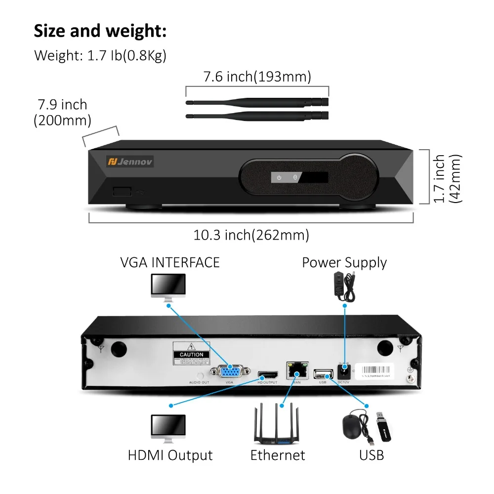Jennov 4CH H.265 5MP Outdoor Video Surveillance Wireless IP Camera Security Camera System For Home