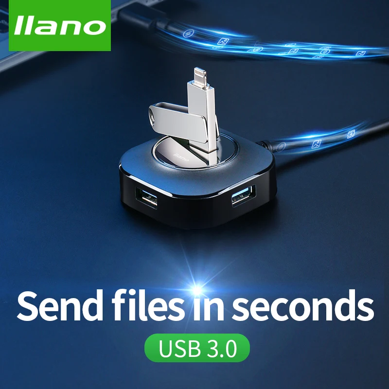 

llano USB HUB 3.0 4 Ports Micro USB 3.0 HUB Splitter With Power Adapter High Speed 5Gbps USB port HUB For laptop converter